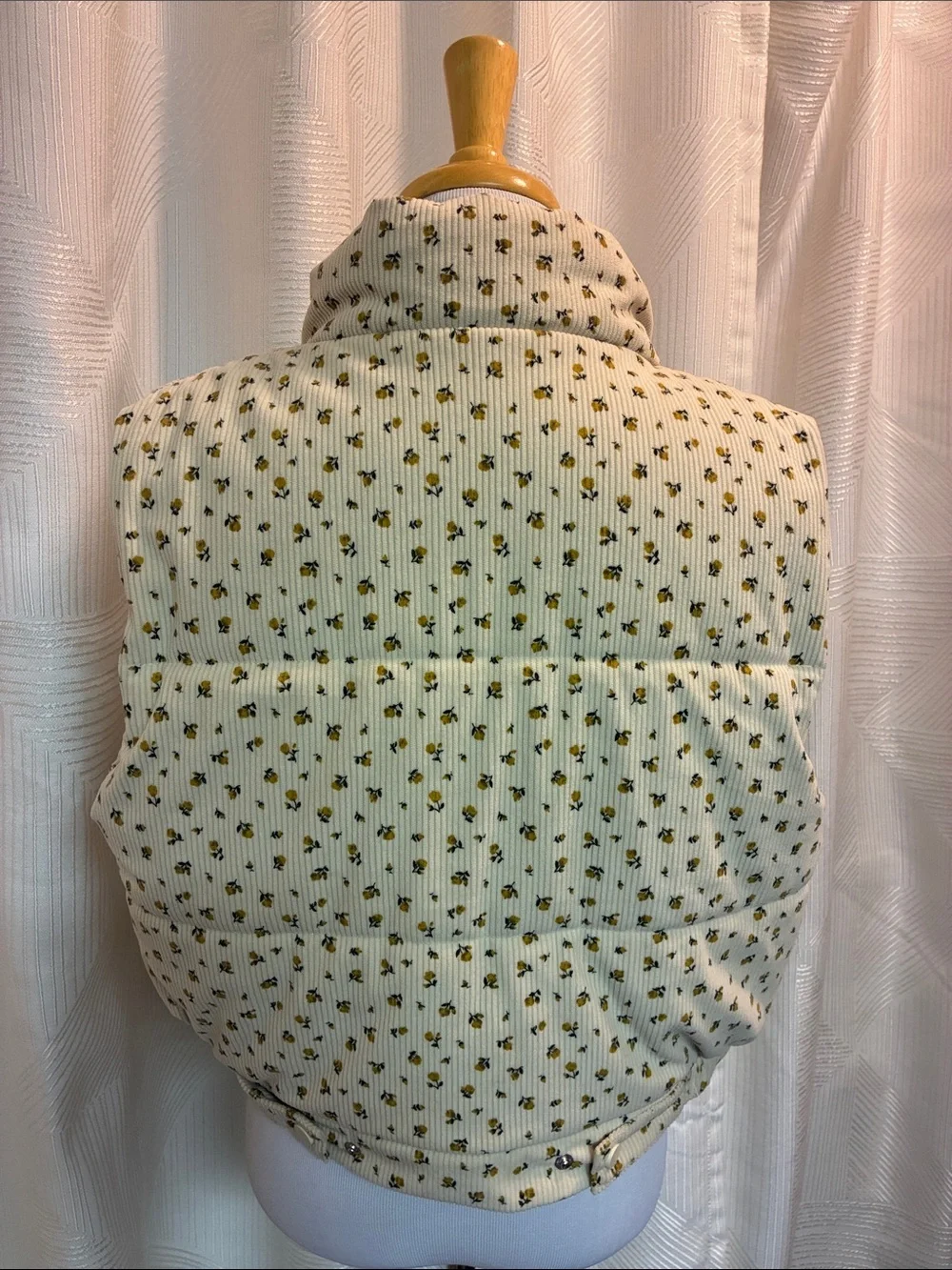 Altar'd State Cream Quilted Floral Puffer Vest